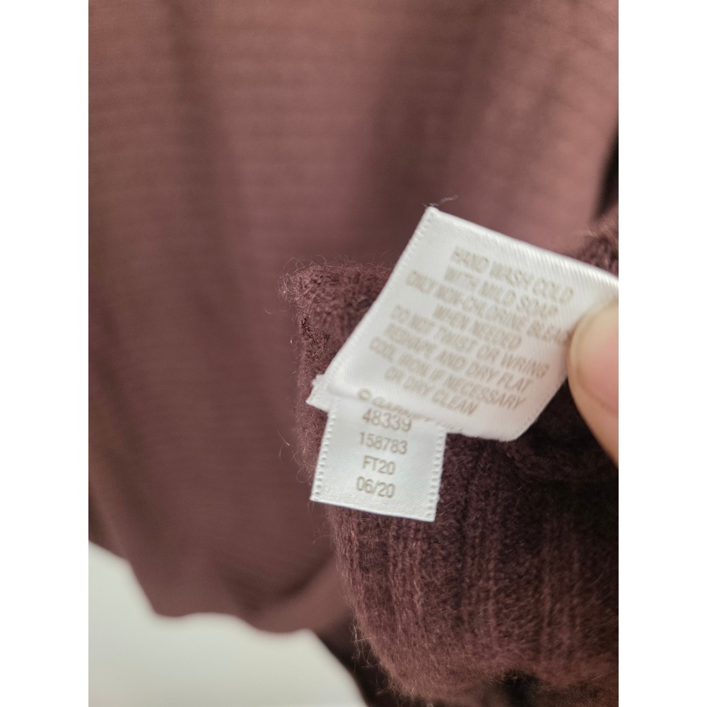 Garnet Hill 100% Cashmere Ribbed Cowl Neck Cape Sweater Burgundy Womens Small - Picture 8 of 8